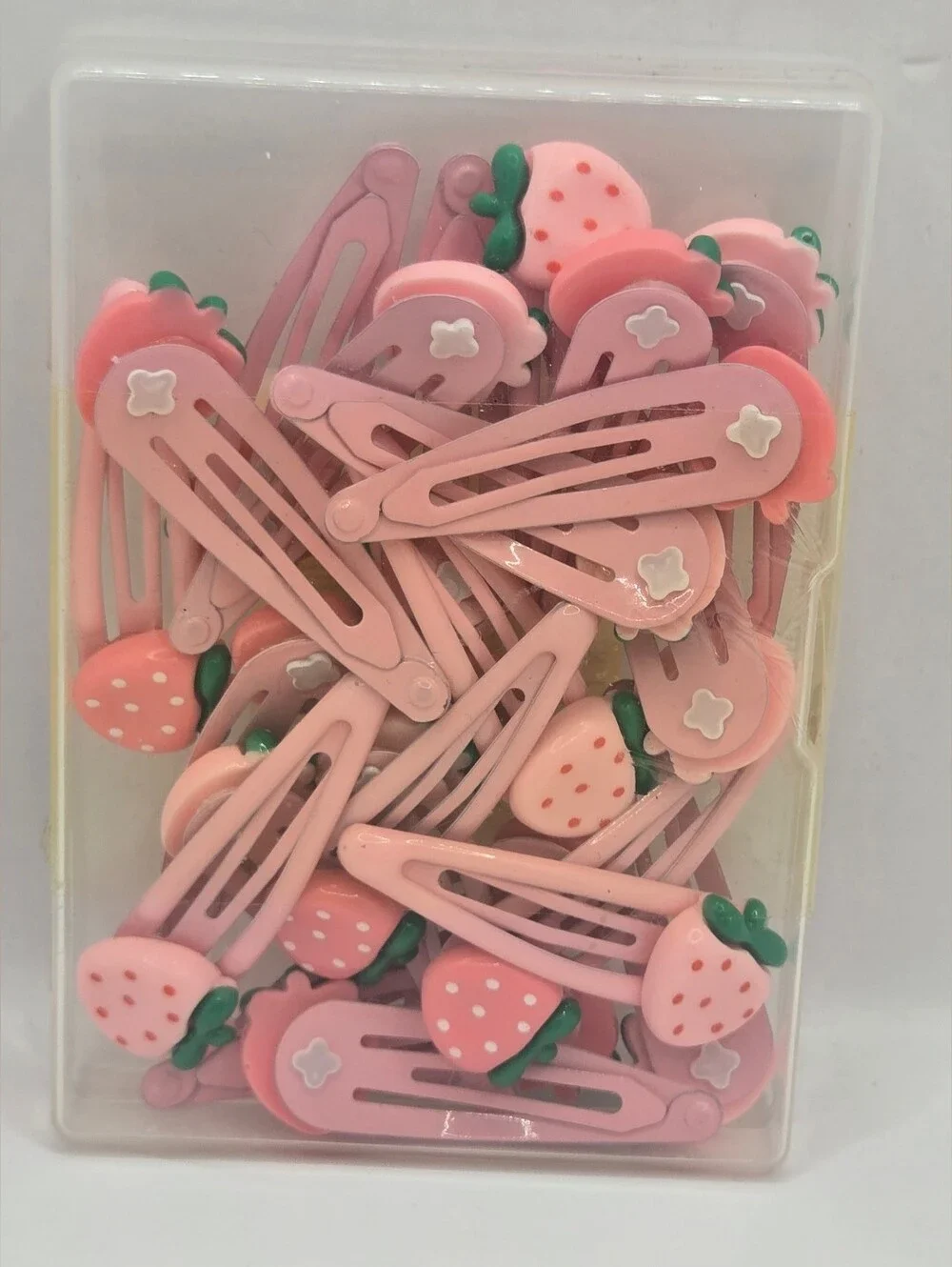 24 Pcs Strawberry Snap Hair Clips Pink Barrettes for Girls Kids New